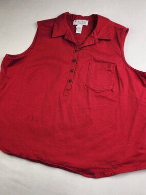Vintage REAL Comfort Women’s 24W Red Denim Vest Button Down Utility Chic